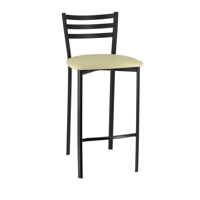 Tabouret en métal noir et revêtement noisette - Ace 1329