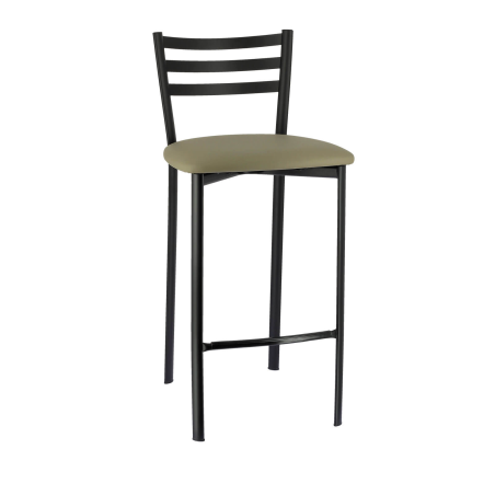 Tabouret en métal noir et revêtement taupe - Ace 1329