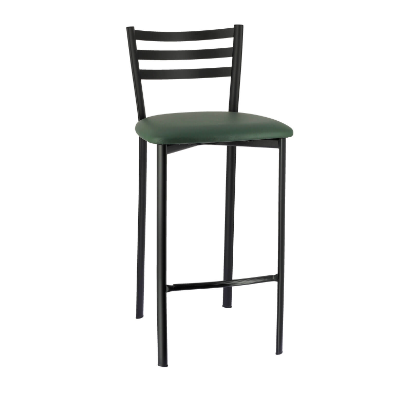 Tabouret en métal noir et revêtement en simili vert foncé - Ace 1329