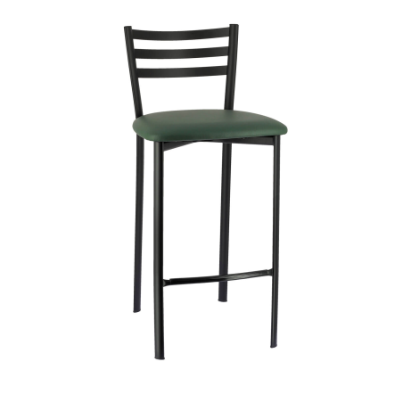 Tabouret en métal noir et revêtement en simili vert foncé - Ace 1329