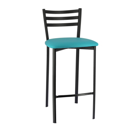 Tabouret en métal noir et revêtement en simili turquoise - Ace 1329