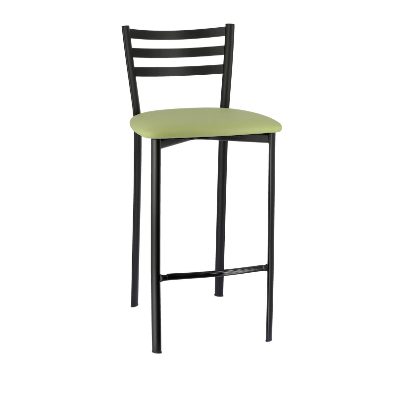 Tabouret en métal noir et revêtement en simili vert clair - Ace 1329