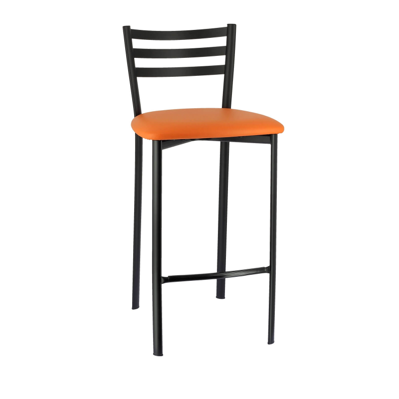 Tabouret en métal noir et revêtement en simili terracotta- Ace 1329