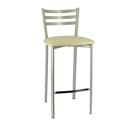Tabouret en métal satiné et revêtement en simili noisette - Ace 1329