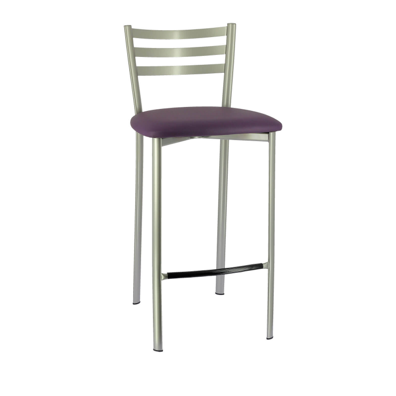 Tabouret en métal satiné et revêtement en simili violet - Ace 1329