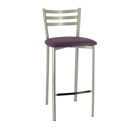 Tabouret en métal satiné et revêtement en simili violet - Ace 1329
