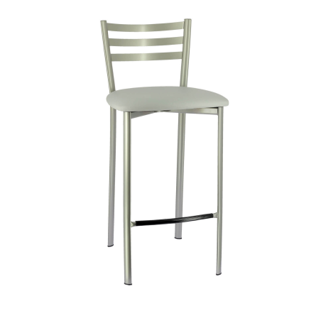 Tabouret en métal satiné et revêtement en simili gris clair - Ace 1329