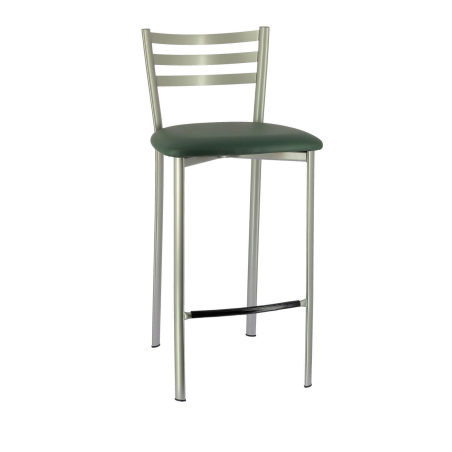 Tabouret en métal satiné et revêtement en simili vert foncé - Ace 1329