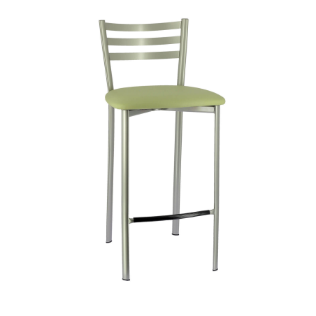 Tabouret en métal satiné et revêtement en simili vert clair - Ace 1329