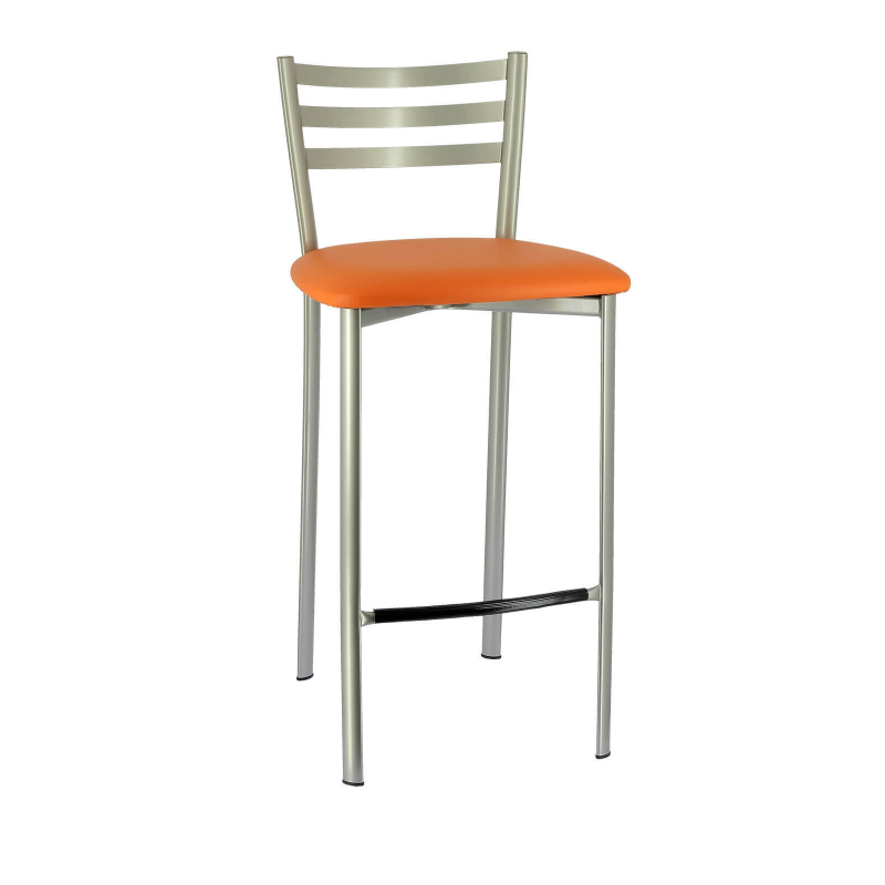 Tabouret en métal satiné et revêtement en simili terracotta - Ace 1329