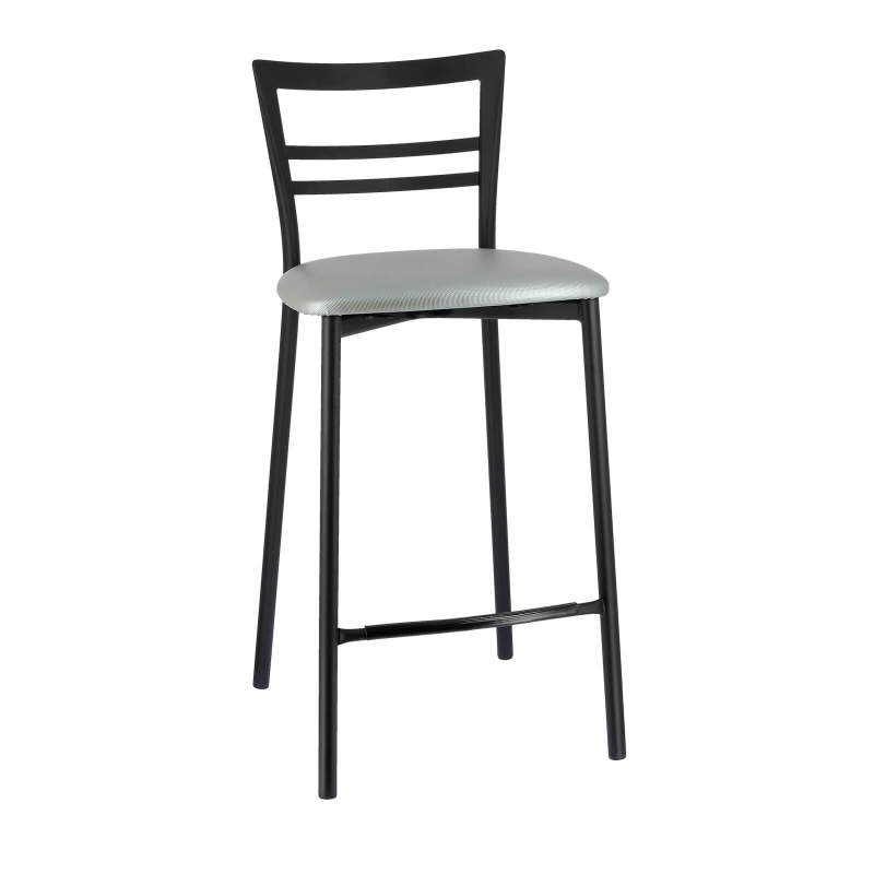 Tabouret snack avec base en métal robuste et assise synthétique gris - Go 1513