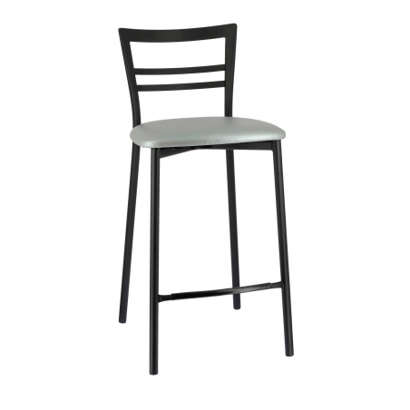 Tabouret snack avec base en métal robuste et assise synthétique gris - Go 1513