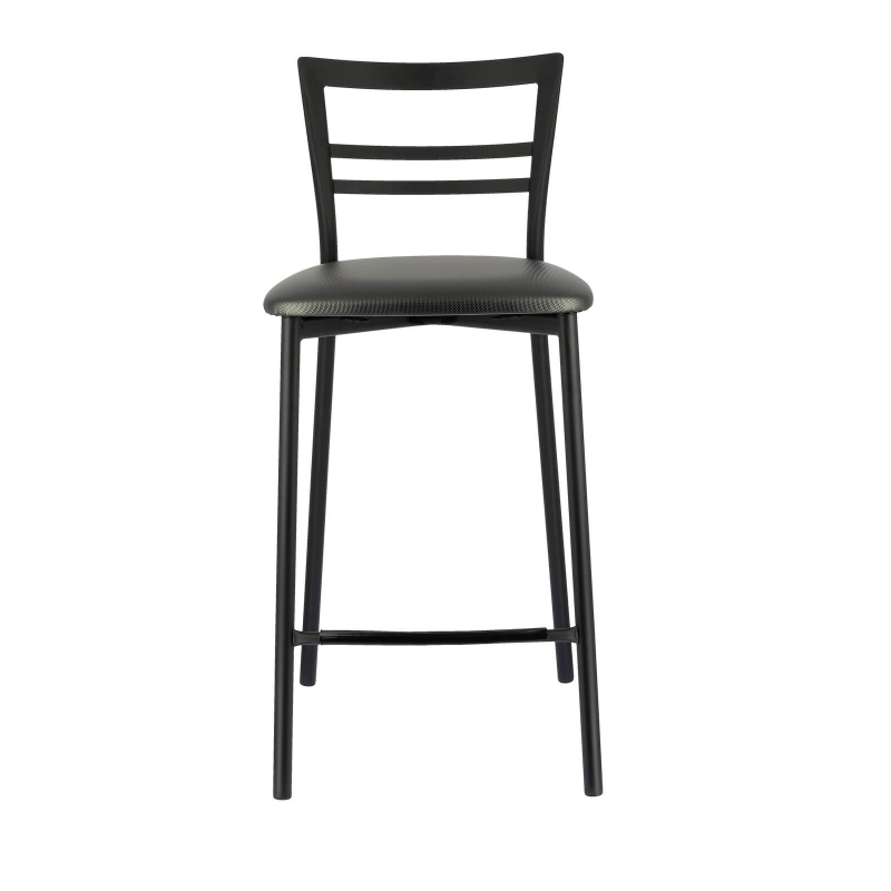 Tabouret en métal avec assise en synthétique noire - Go 1513