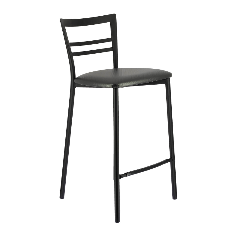 Tabouret snack contemporain en simili noir et métal - Go 1513