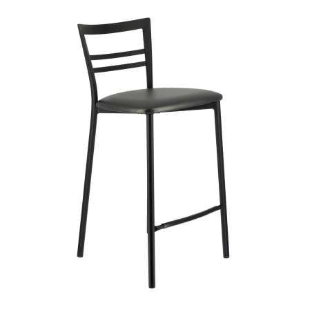 Tabouret snack contemporain en simili noir et métal - Go 1513