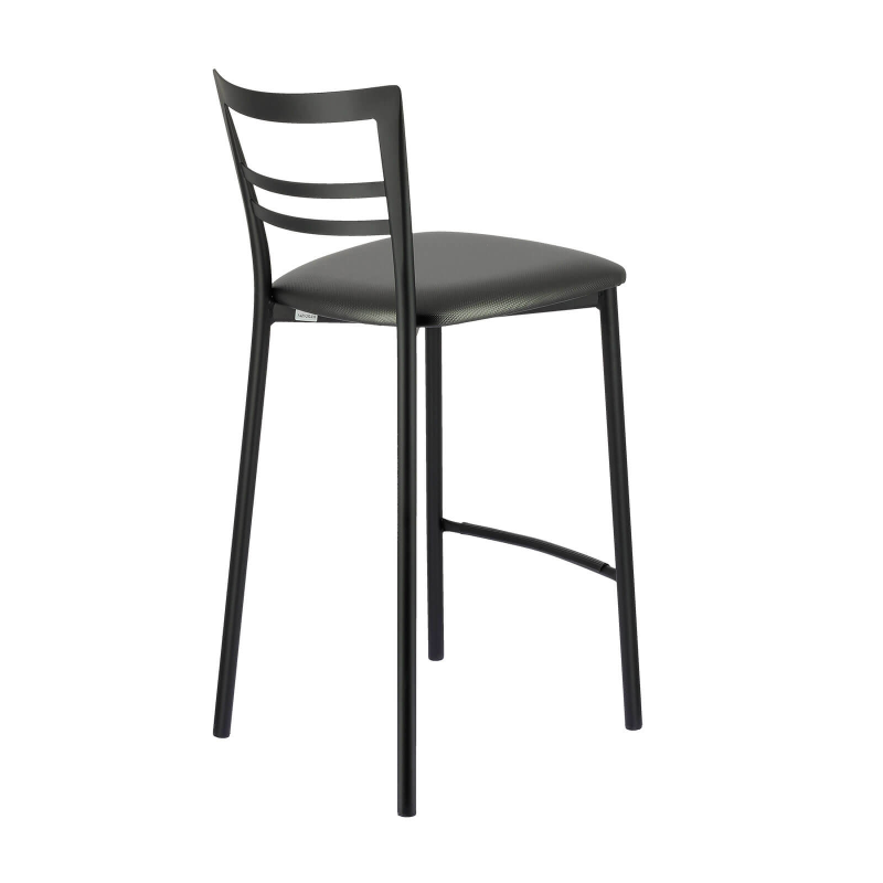 Tabouret en synthétique noir et pieds en métal - Go 1513