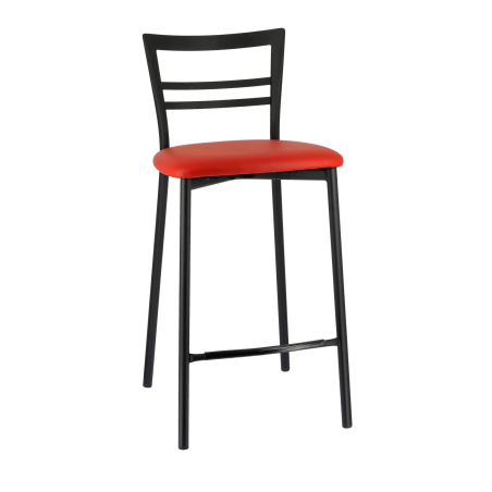 Tabouret en métal noir avec siège en synthétique rose - Go 1513
