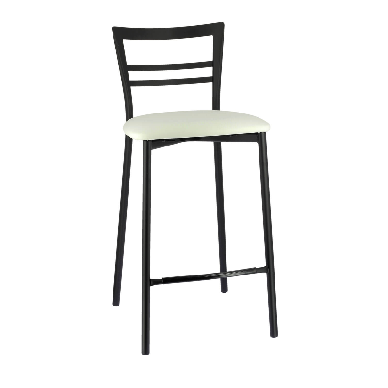 Tabouret moderne avec revêtement synthétique blanc et structure métallique - Go 1513