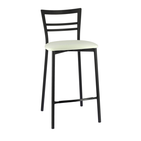 Tabouret moderne avec revêtement synthétique blanc et structure métallique - Go 1513