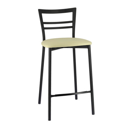 Tabouret en synthétique blanc avec pieds noirs métalliques - Go 1513