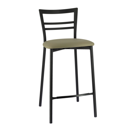 Tabouret noir en métal avec assise synthétique gris - Go 1513