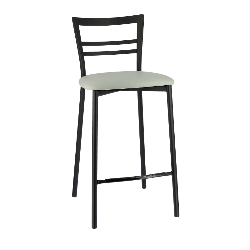 Tabouret blanc avec structure métallique et assise en simili - Go 1513