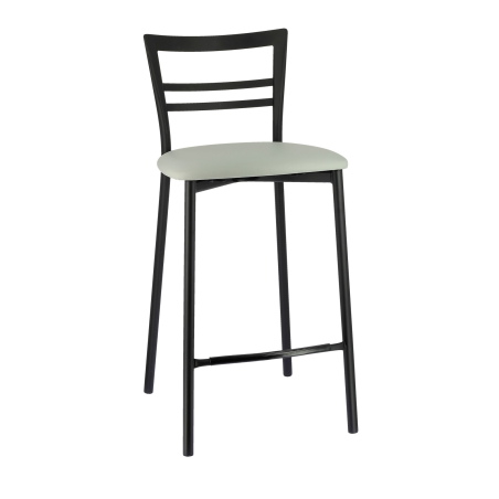 Tabouret blanc avec structure métallique et assise en simili - Go 1513