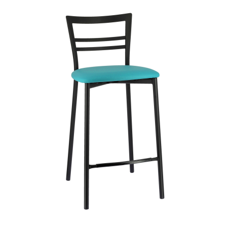 Tabouret robuste avec assise synthétique turquoise et pieds métalliques - Go 1513