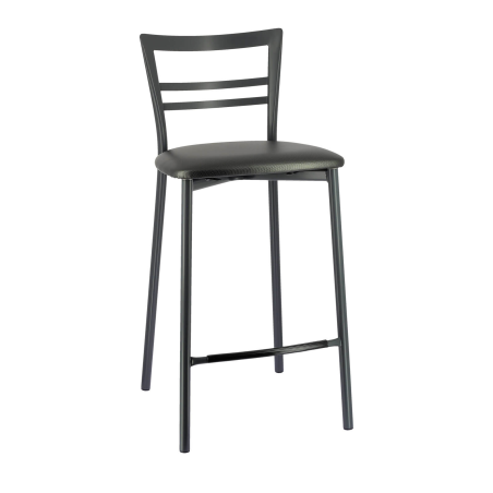 Tabouret snack noir en métal avec dossier bas - Go 1513