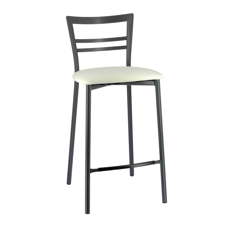 Tabouret en synthétique blanc pour snack avec structure en métal - Go 1513