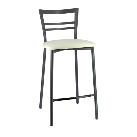 Tabouret en synthétique blanc pour snack avec structure en métal - Go 1513