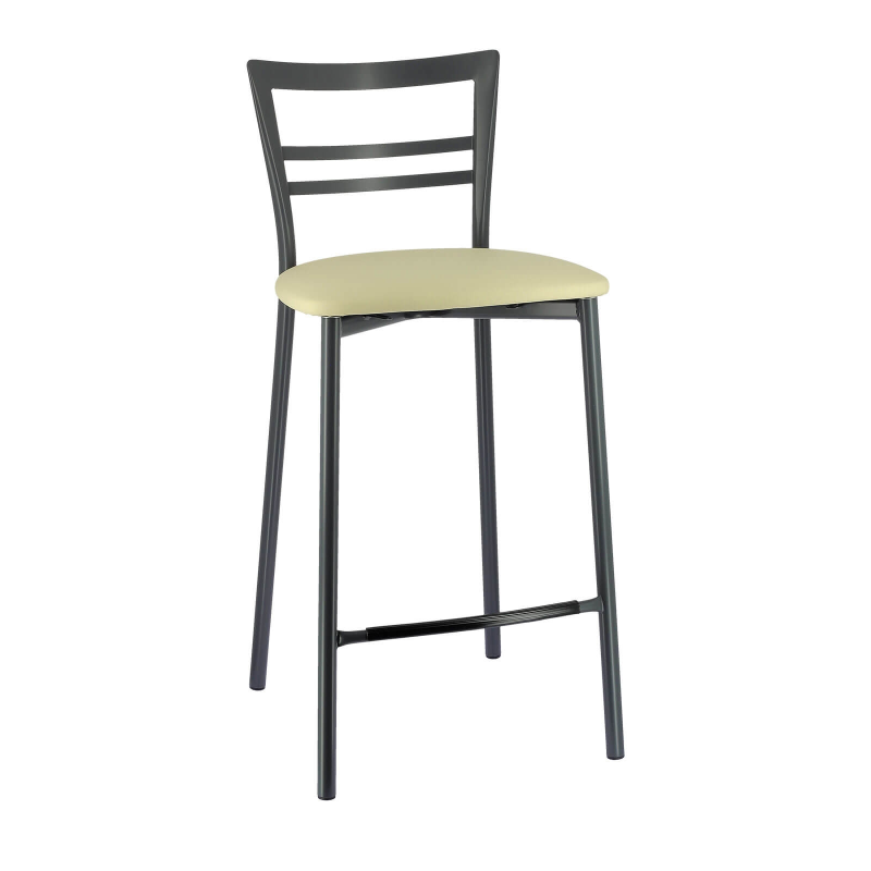 Tabouret snack en métal avec revêtement synthétique blanc - Go 1513