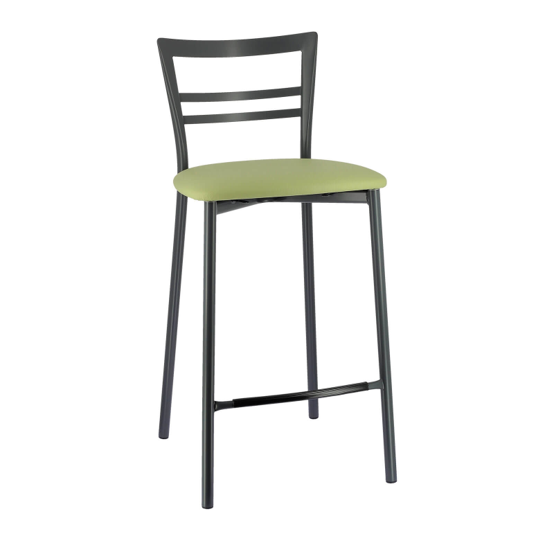 Tabouret contemporain en synthétique gris et base en métal - Go 1513
