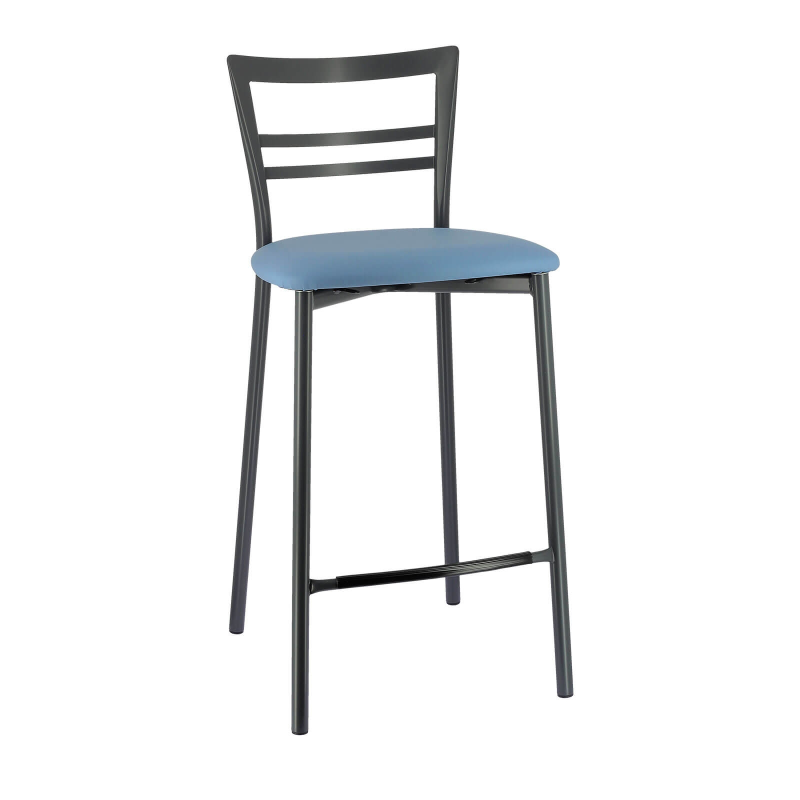 Tabouret avec assise synthétique bleu et base robuste en métal - Go 1513