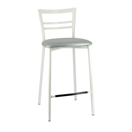 Tabouret snack avec structure en métal et revêtement synthétique gris brillant - Go 1513