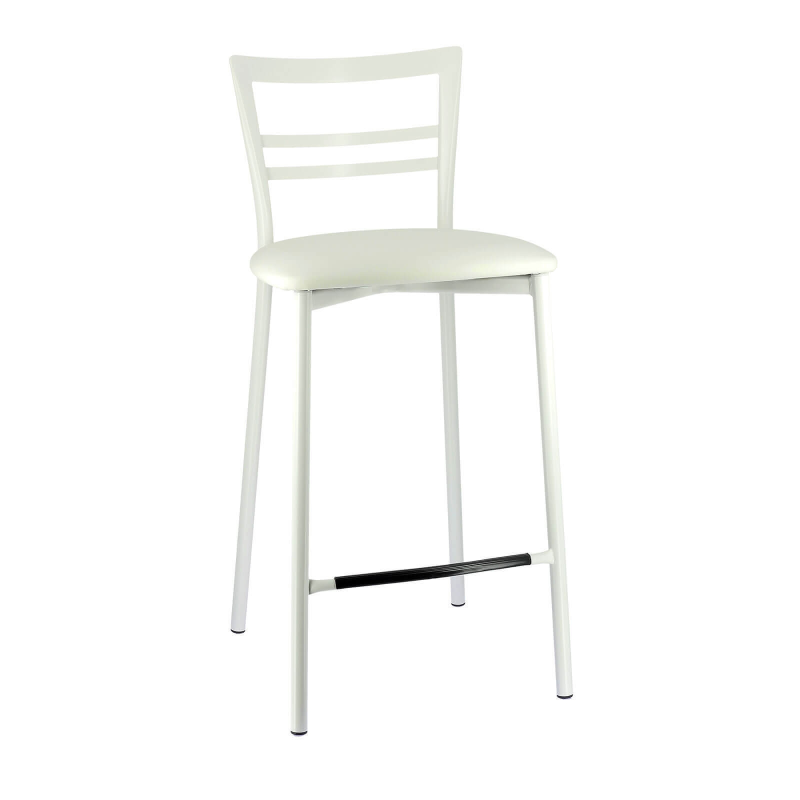 Tabouret snack robuste en métal blanc et synthétique blanc - Go 1513