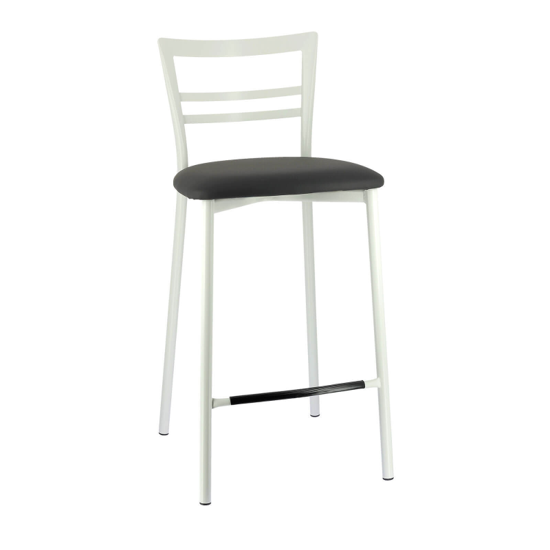 Tabouret snack en synthétique noir avec pieds métalliques - Go 1513
