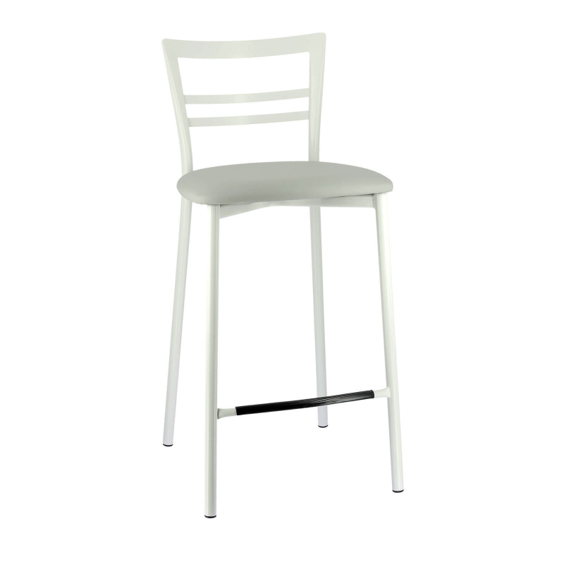 Tabouret en synthétique gris avec structure métallique blanche - Go 1513