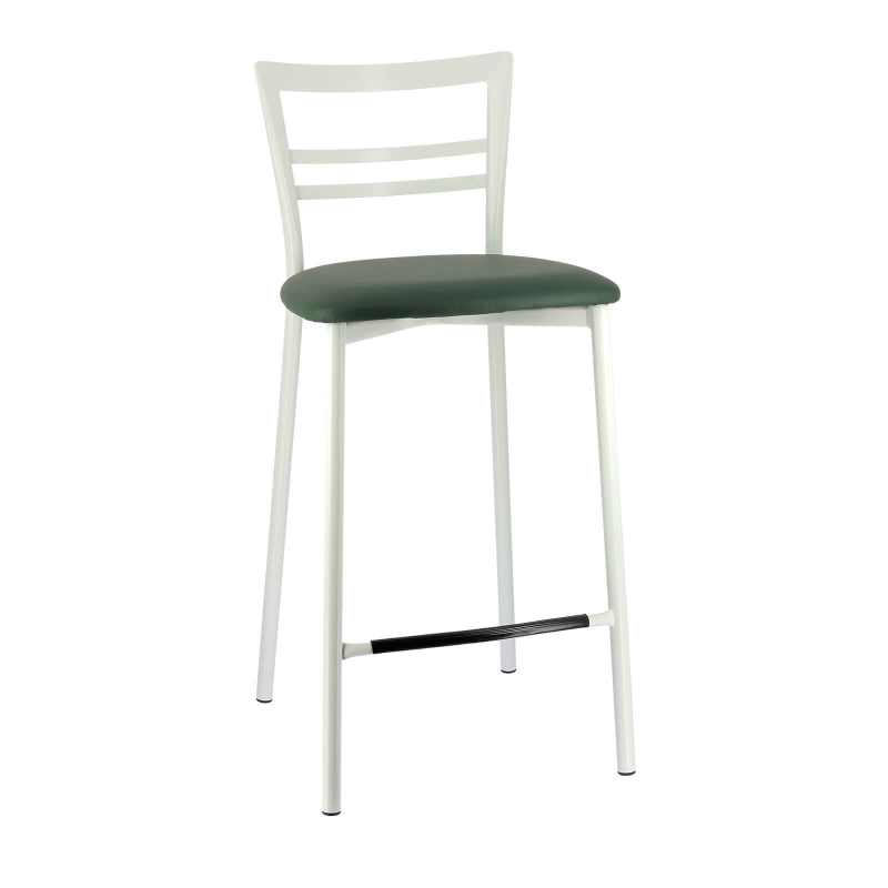 Tabouret snack avec assise en synthétique bleu et base en métal blanc - Go 1513