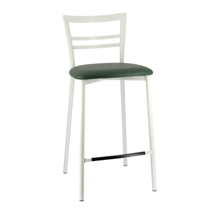 Tabouret snack avec assise en synthétique bleu et base en métal blanc - Go 1513