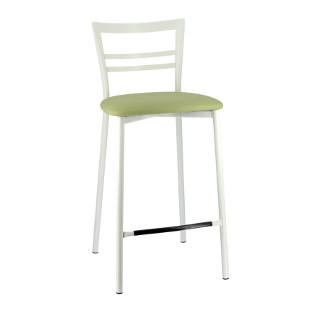 Tabouret blanc en synthétique gris avec pieds métalliques blancs - Go 1513