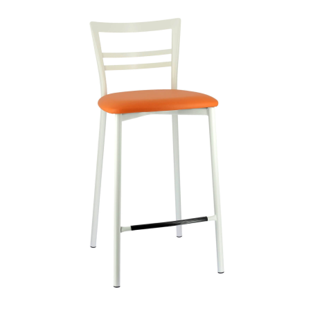 Tabouret snack blanc en synthétique rose et structure métallique blanche - Go 1513