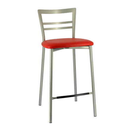 Tabouret snack en synthétique rouge et métal satiné - Go 1513