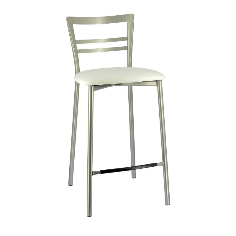 Tabouret snack avec revêtement en synthétique blanc et pieds en métal - Go 1513