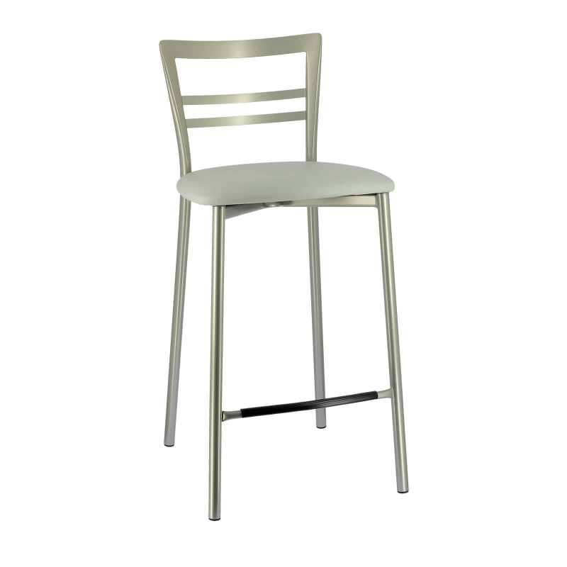 Tabouret snack avec structure en métal gris satiné et revêtement synthétique gris - Go 1513