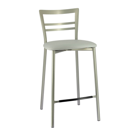 Tabouret snack avec structure en métal gris satiné et revêtement synthétique gris - Go 1513