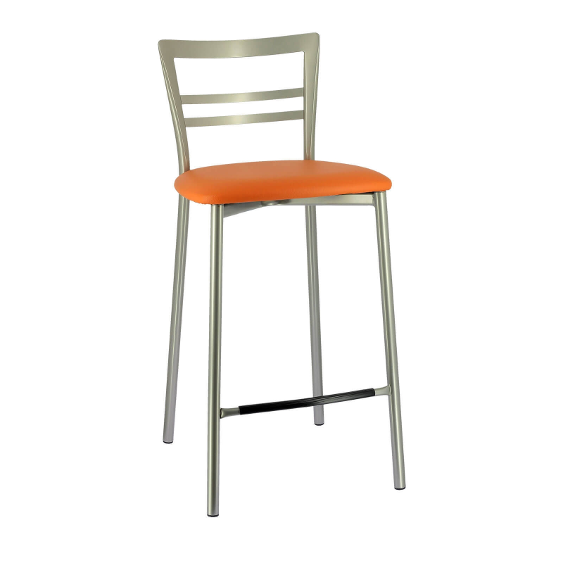 Tabouret snack avec revêtement en simili rose et pieds en métal - Go 1513