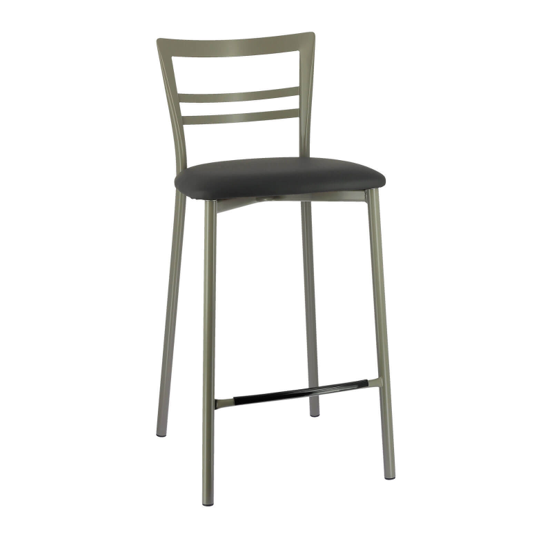 Tabouret snack noir avec structure en métal satiné - Go 1513