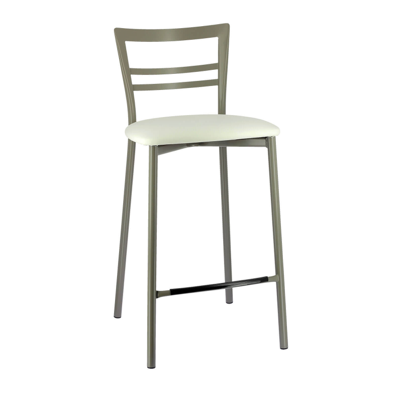Tabouret snack contemporain blanc avec finition en métal satiné - Go 1513