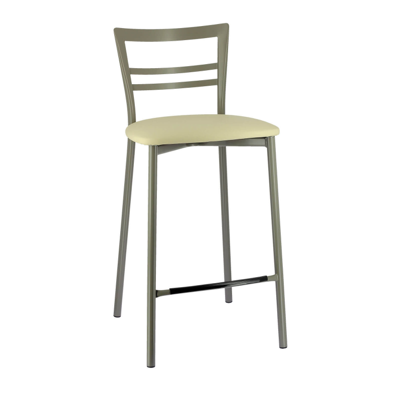 Tabouret en synthétique blanc avec piétement métallique - Go 1513